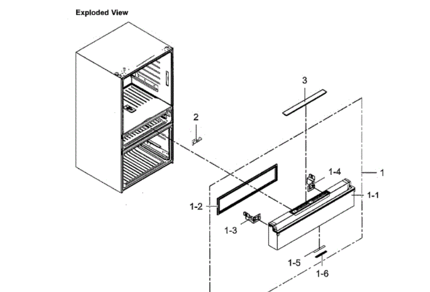 DA82-02260U Refrigerator Drawer Door Assembly - Samsung Parts USA