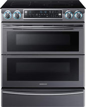 Cuisinière électrique intelligente encastrable autonettoyante Samsung NE58K9850WG/AC Flex Duo de 5,8 pi³ avec convection - Acier inoxydable noir