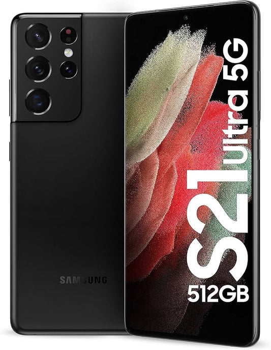 Samsung Galaxy S21 Ultra 5G SMG998UDBFXAA - Phantom Black, 5000mAh Battery, Fast Wireless Charging 2.0