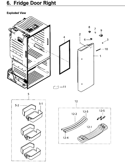 DA82-02511D A/S Assy-Door Foam Ref-R - Samsung Parts USA