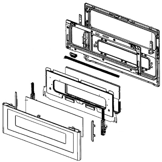 Ensemble de porte de four inférieur pour cuisinière Samsung DG94-01275F