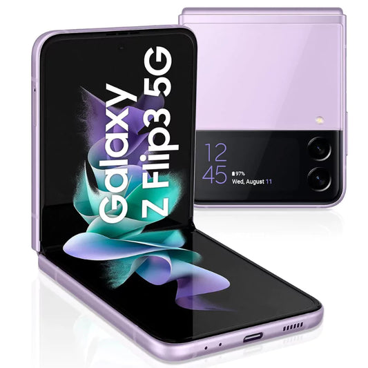 Samsung Galaxy Z Flip3 5G SM-F711U4DFXAA - Carrier Version, Lavender, 128GB Storage, Wireless PowerShare