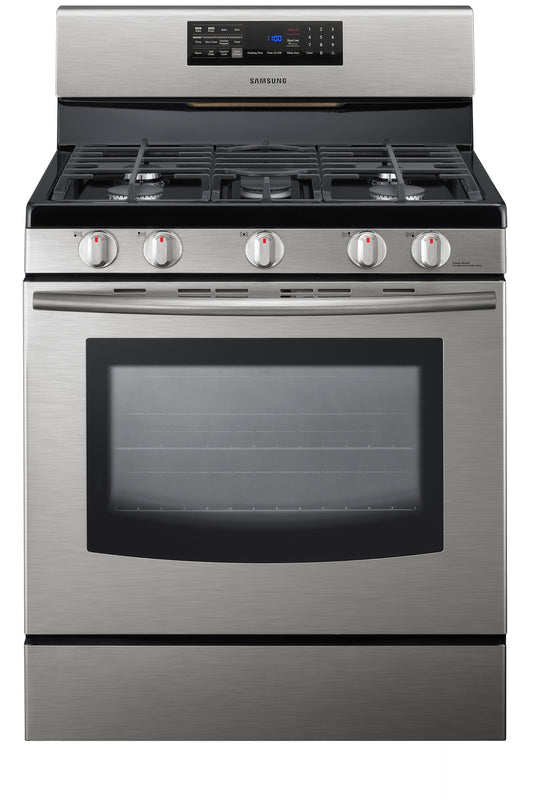 Cuisinière à gaz Samsung FX710BGSXAA à 5 brûleurs avec four de grande capacité et commandes intelligentes