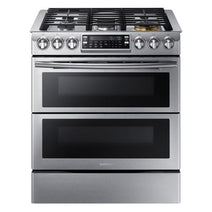 Cuisinière intelligente autonettoyante à gaz Samsung NX58K9850SS/AA de 5,8 pi³ (5,8 pi³) Flex Duo